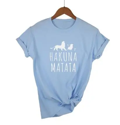 Новинка женская футболка с изображением Льва HAkUNA MATATA принт музыкальными буквами