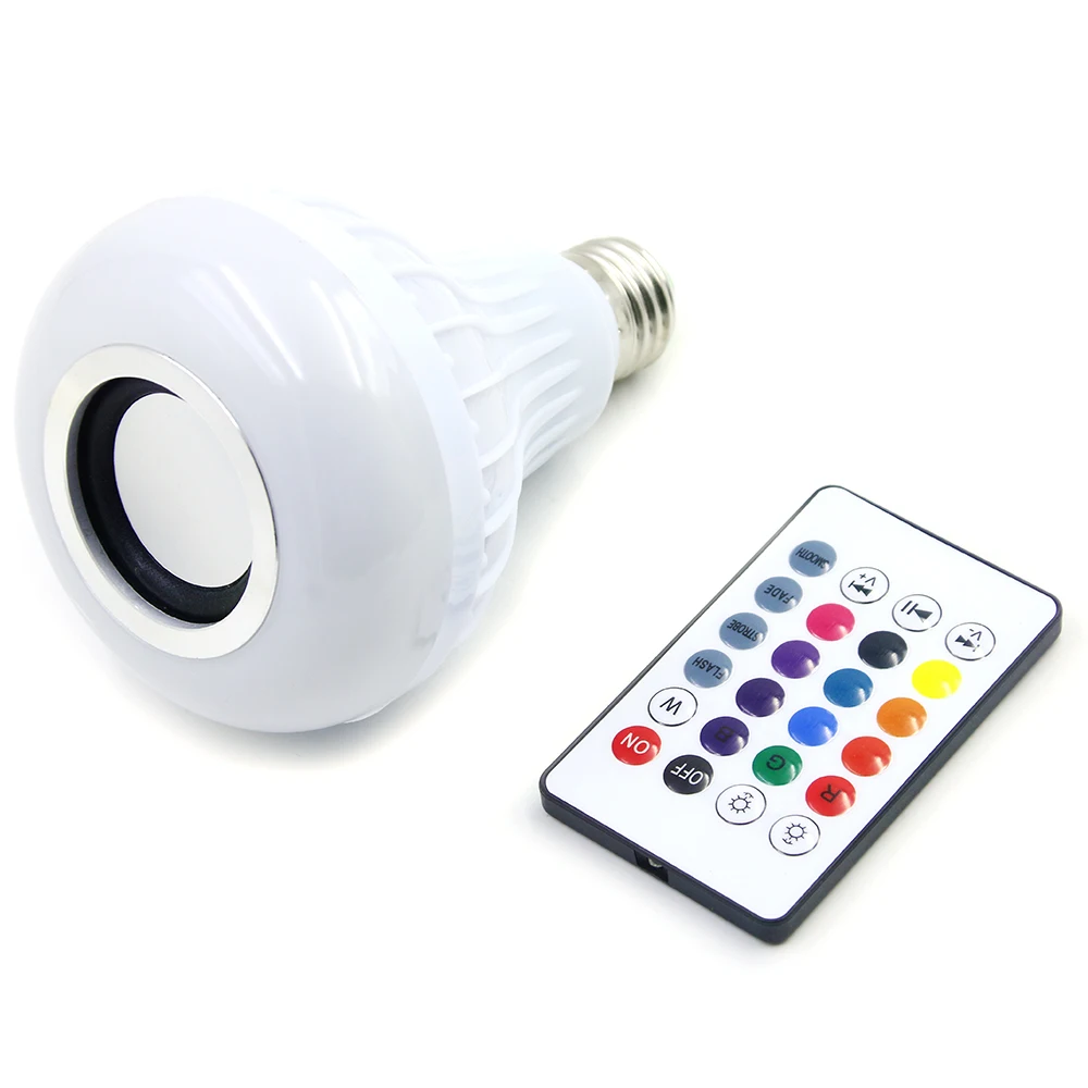 DONWEI смарт 12 Вт E27 RGB + белый 4 0 Bluetooth Динамик светодиодный лампы 24 кнопок пульта