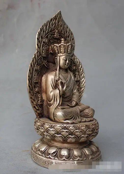 Тибетский серебряный DiZang Jizo King Ksitigarbha Bodhisattva статуя Будды|statue woman|buddha statue bronzebuddha wood