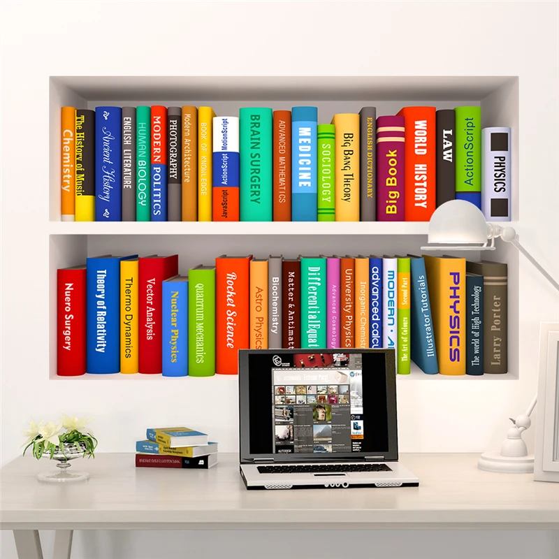 Настенная книжная полка с 3D эффектом наклейки для детской комнаты учебы