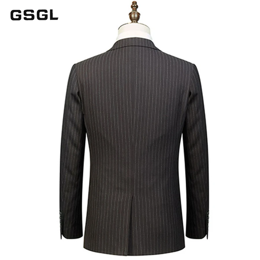 Striped Men Suits Notched Lapel Blazer with Handkerchief Formal Business Casual Slim Fit Suit Separate (Blazer, Pant, and Vest)