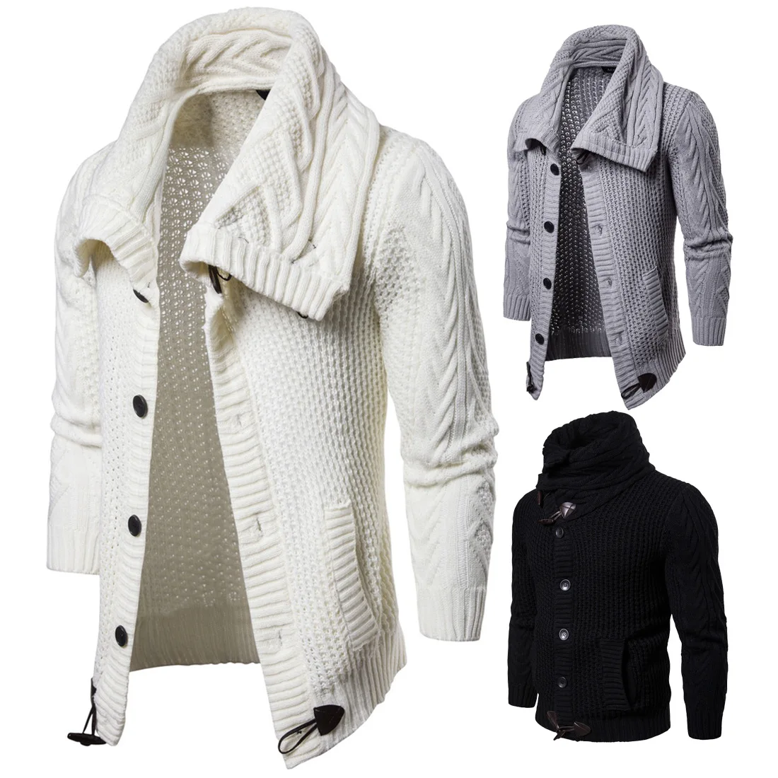

YM019 Autumn Men's Clothing new young Men's Overcoat pure color Knitted Cardigan Sweater Jacket