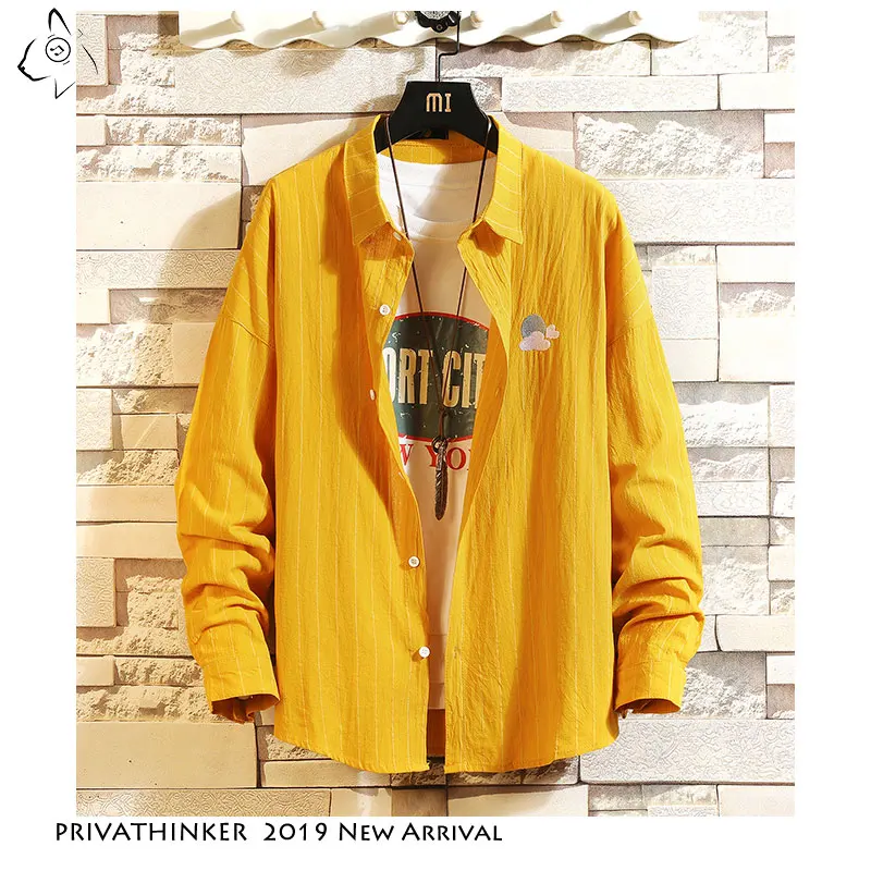 Мужская Уличная рубашка Privathinker Повседневная с вертикальными полосками и длинным