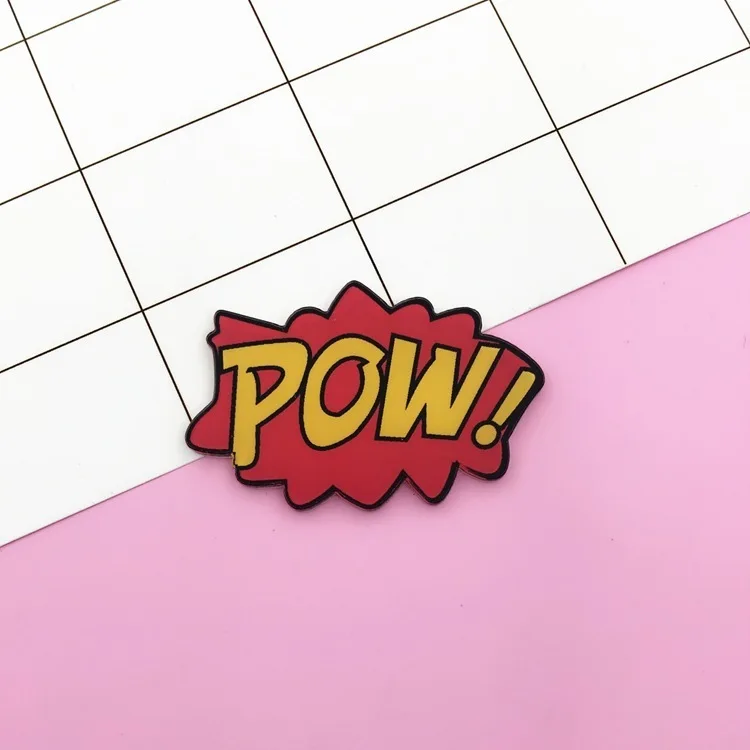 1 шт. оригинальность личности изысканный буквенный pow брошь китайские иероглифы