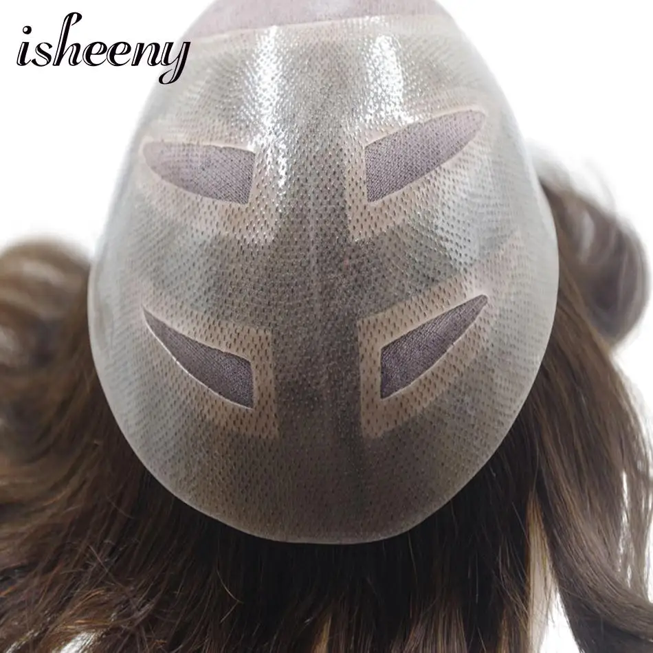 Isheeny 120% моно для мужчин s парик 1B#2# индийский Remy человеческие волосы с натуральным Hailine дышащий моно чистая накладка из искусственных волос для мужчин Искусственные парики