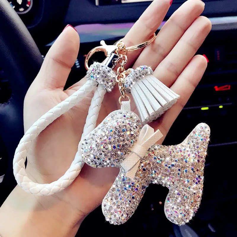 Женские Брелки для сумок новинка 2019 Кристальный собачий брелок ключей в виде