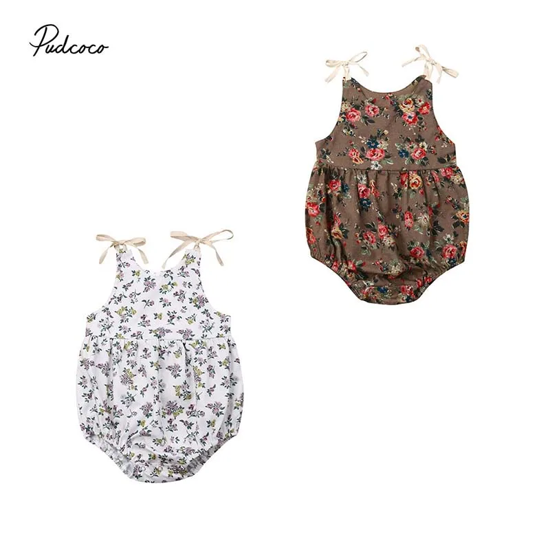 2019 бренд Boho для новорожденных и маленьких девочек боди Цветочный принт плечевой