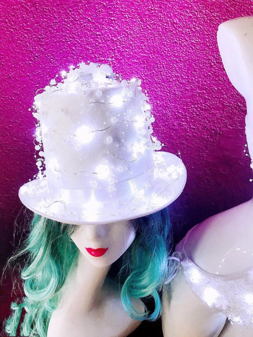 Сексуальный ночной клуб Женский костюм со светящейся надписью Белый