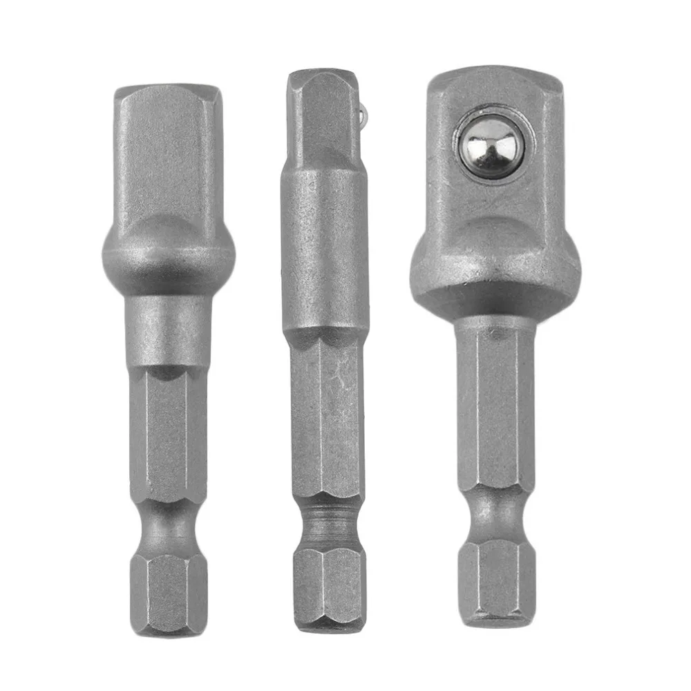 3pcs Wrench Sleeve Extension Bar Hex Shank Drive Power Drill Bit Socket Driver Adapter Set 1/4 3/8 1/2& 50mm Long | Инструменты