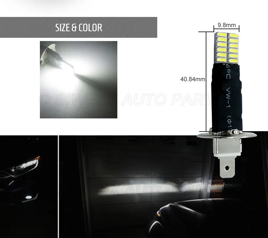 1 шт. H1 P14.5S светодиодный лампочка 24 4014 SMD чипы противотуманная фара белый светильник 12 В DC автомобильный Стайлинг