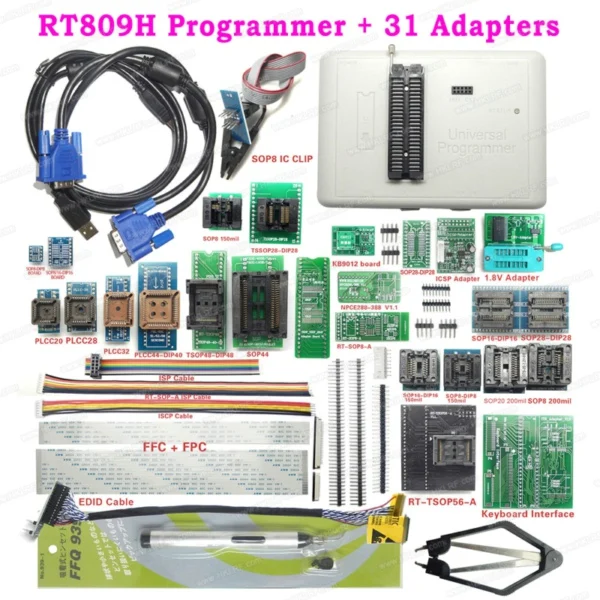 RT809H Универсальный USB emmc-nand флэш-программист биос+ 51 деталь SOP44 TSOP48 адаптер лучше, чем TL866II плюс EEPROM программист - Цвет: RT809H 31Items