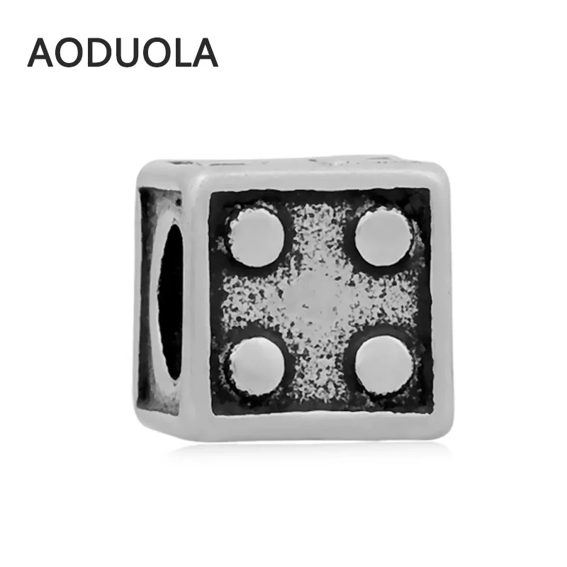 

2Pcs Lot Stainless Steel dice bead Spacer Beads DIY Big Hole Bead for Jewelry Making Fit For Pandora Bracelet