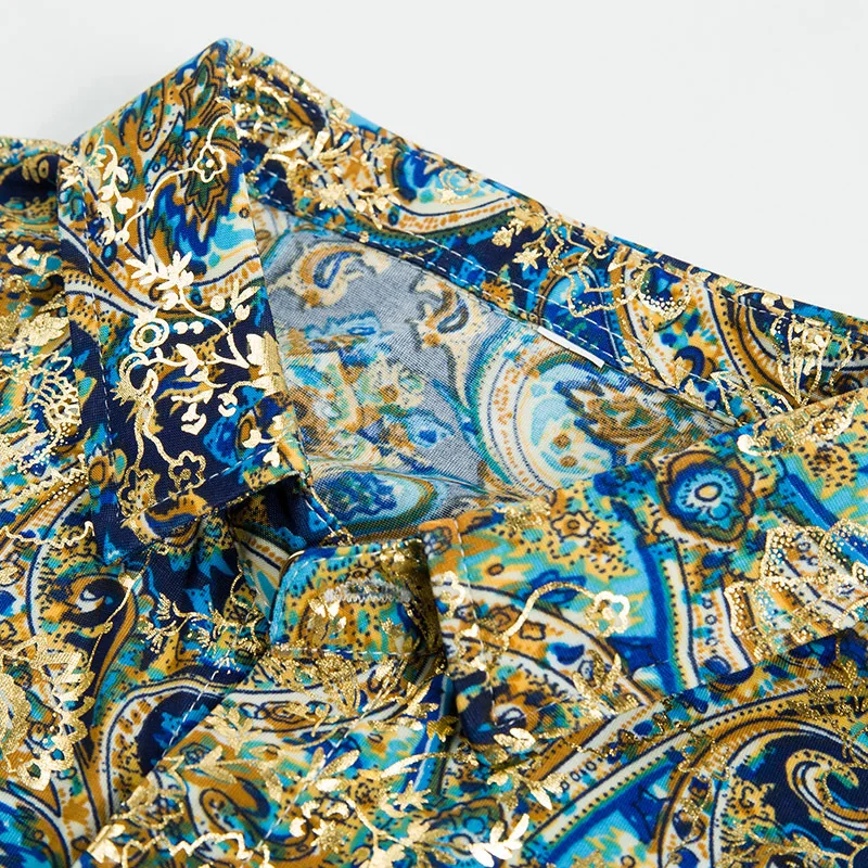 Новая брендовая Золотая Бархатная Мужская рубашка с коротким рукавом и