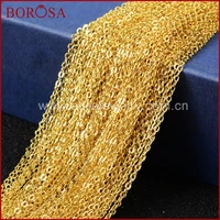 borosa 16 18 30 gold color chains for pendant long chain necklace golden flat cable chain losbter clasp pj003 16 g