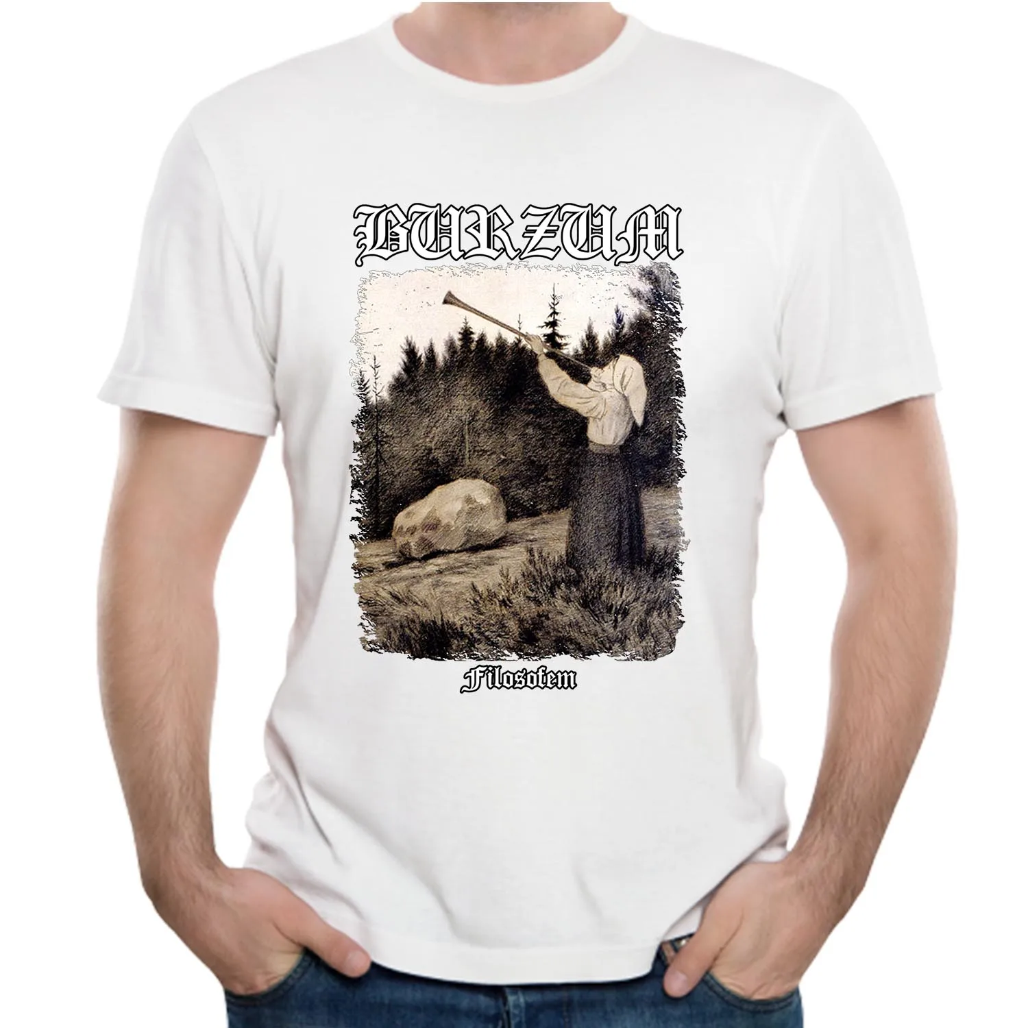 Burzum Filosofem Cover T shirt Summer Top design Popular Tees Nice Short-sleeved Casual Fashion Cool | Мужская одежда