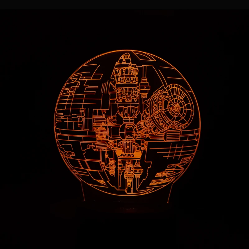 Luminaria DS-1 Death Star 3D LED Night Light 7 Color Gradient Touch Table Desk Lamp Room Decor Colorful Kids Wars Fans Gift | Лампы и