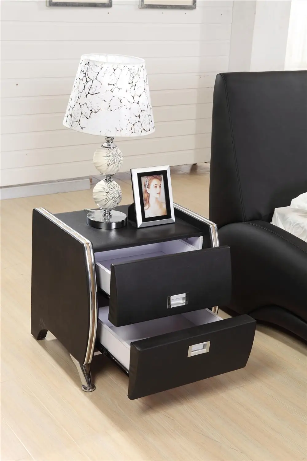 Роскошная мебель для спальни комплекты Топ зерна кожаный подголовник