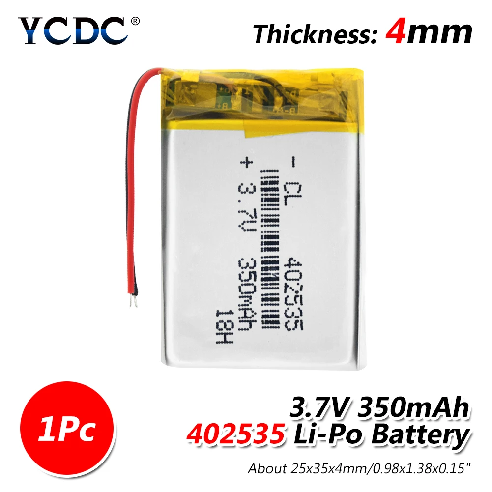 1 piece 1/2/4x перезаряжаемые 3,7 V 350mAh литий-полимерные батареи 402535 Li-Po аккумулятор с модулем Pcb 3,7 вольт 35x25x4 мм литий-ионный аккумулятор - Цвет: 1 piece