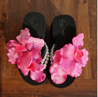 HAHAFLOWER Sexy Female Slippers Slip Flip Flops Beach Sandals Flower pearl A2 | Обувь