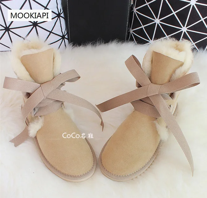 In 2019 Europe's latest high-quality women's snow boots real sheepskin natural wool shoes in the tube free delivery | Обувь