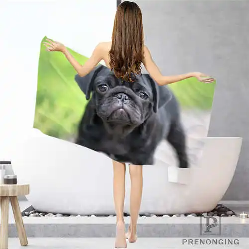 Face or Bath Towel На заказ мопс-щенок(2) тряпка для ванной комнаты полотенце s полотенце для лица/банное полотенце для душа Размер s 33x74 см/72x143 см#18-12-17-07-336 - Цвет: Face or Bath Towel