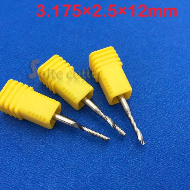 

10pcs AAA Single Flute Cutting Carving End Mill Milling Cutter CNC Router Bits 3.175mm CED 2.5mm CEL 12mm