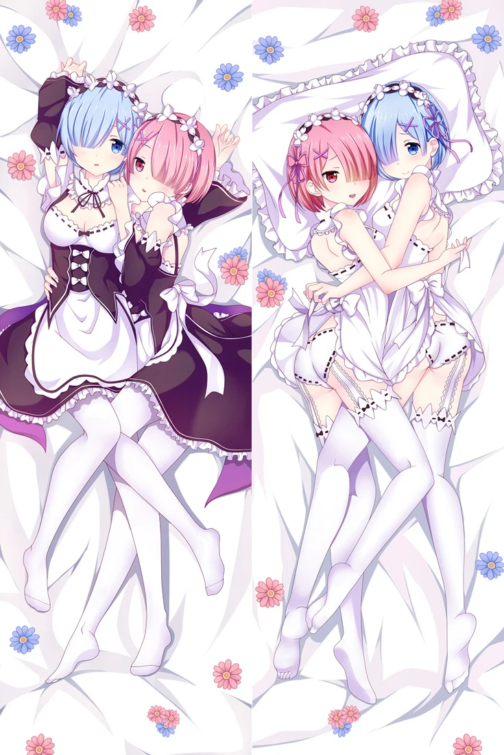Аниме Re Zero kara Hajimeru Isekai Seikatsu sexy girl Rem & Ram Dakimakura наволочка обнимающая подушка для
