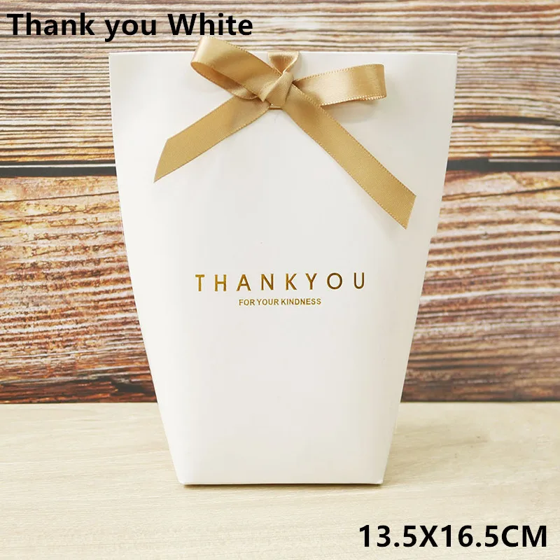 L Thank you white 20 шт черно-белая Подарочная коробка Merci спасибо конфеты Рождественская упаковка крафт-бумажный мешок Свадебная коробка для шоколада с лентами - Цвет: L Thank you white