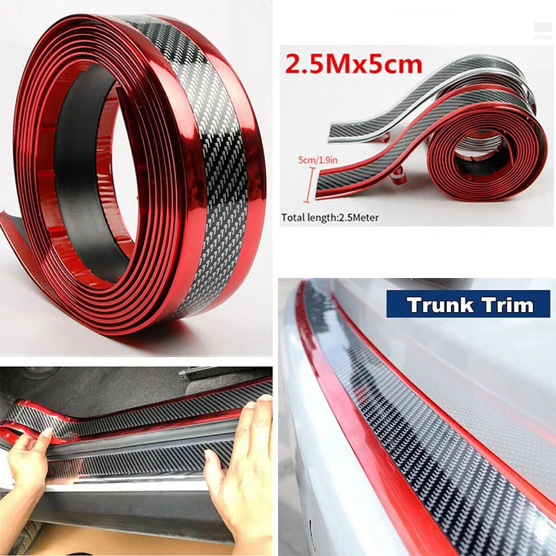 Scuff Cover Accessory Interior Anti-collision Strip Plate Guard Pedal Carbon fiber red | Автомобили и мотоциклы