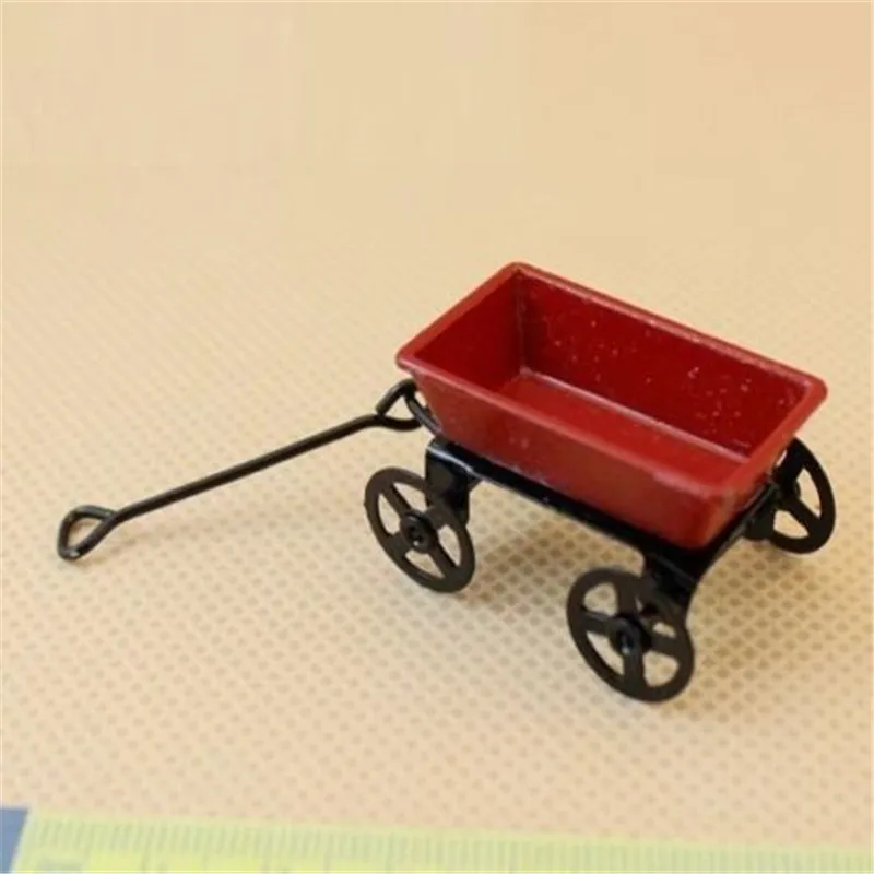 Eatingbiting (R) Кукольный Миниатюрный Металл Красный тянуть тележку с Колёса 1:12 Весы