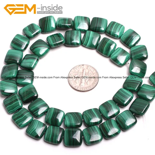 Gem-inside натуральные плоские овальные малахитовые каменные бусы для изготовления ювелирных изделий квадратной формы и формы монет 15 дюймов DIY - Цвет: 10mm