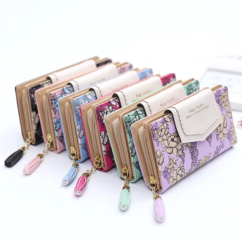 Клатч на молнии с кисточкой женские бумажники Женский Длинный кошелек брендовый