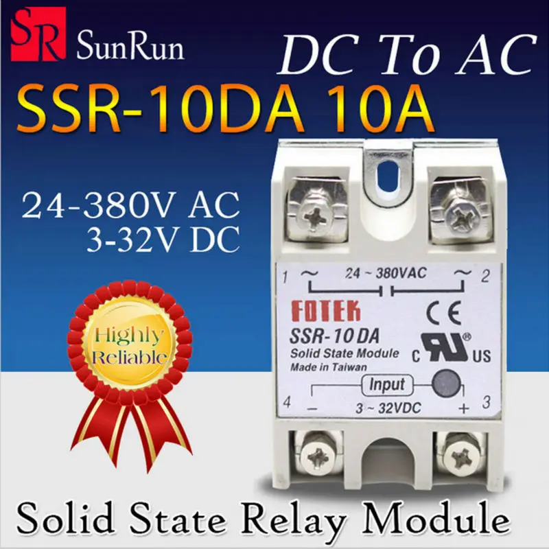 Реле 10 шт./лот производитель FOTEK SSR 10DA 10A ssr вход 3 32VDC выход 24 380VAC|ssr relay|10a ssr10a relay |