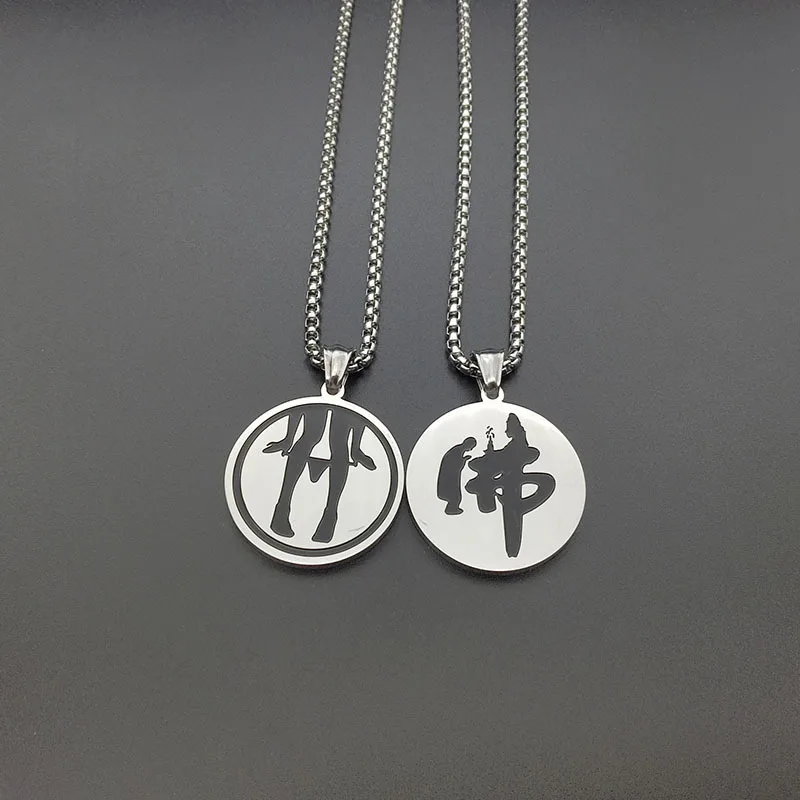 Счастливый амулет Будда кулон из нержавеющей стали китайские буддийские слова