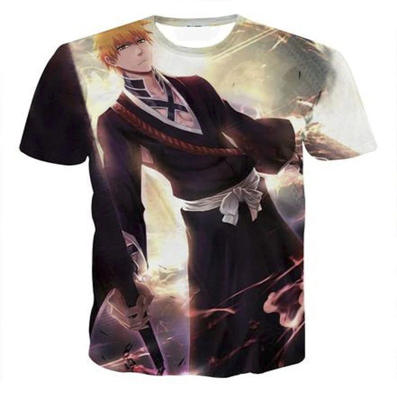 BT-019 Bleach, футболка, аниме, футболки для мужчин и женщин, 3D принт, Gintama BLEACH, футболки, летняя футболка, мультяшный дизайн, футболки, модная уличная одежда, топы - Цвет: BT-019