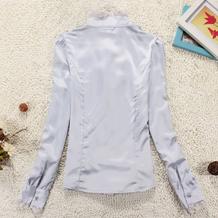 2018 г. Новая Женская высокая шея оборками женщин Винтаж викторианской Блузка