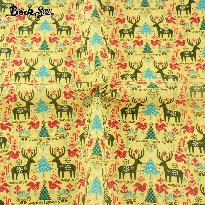 Booksew ткань из натурального хлопка и льна с рисунком оленя для шитья сделай сам