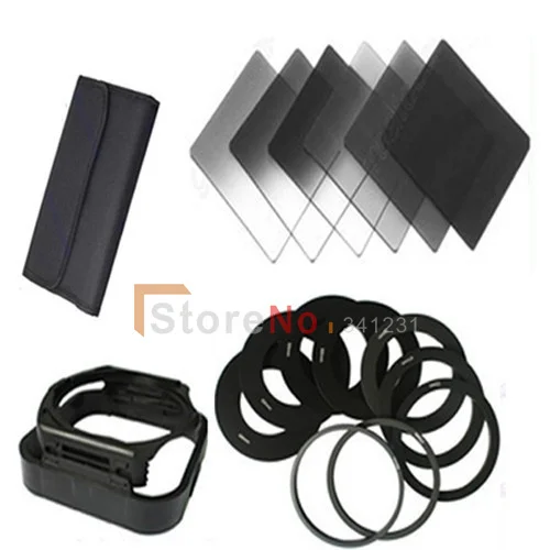 

100% New 6pcs ND16 ND4 ND8 Gradual ND2 4 8 Filter Set + 9pcs Ring Adapter + Square Lens Hood for Cokin P