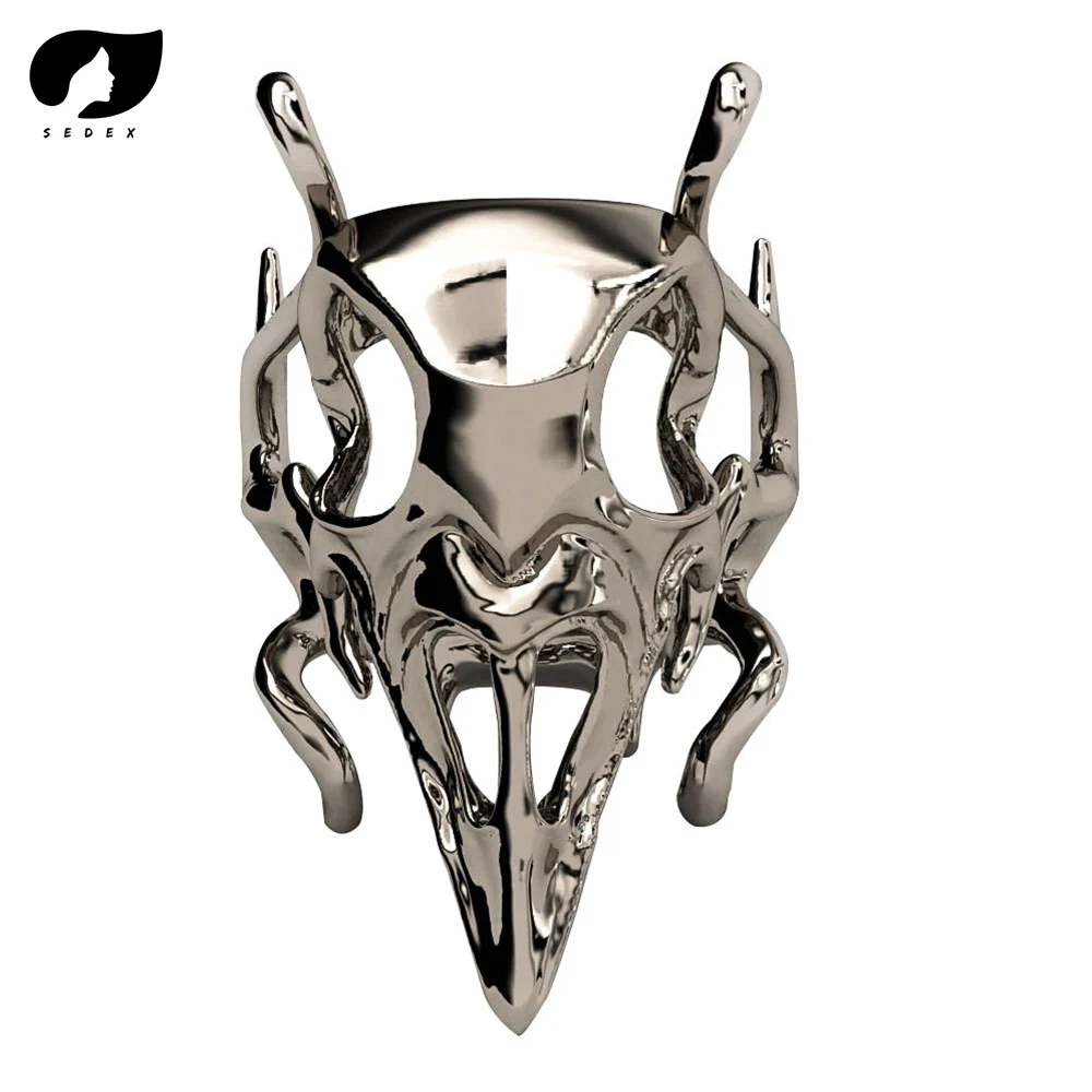 Кольцо с черной вороной готическое кольцо черепом 2019 нержавеющая сталь панк