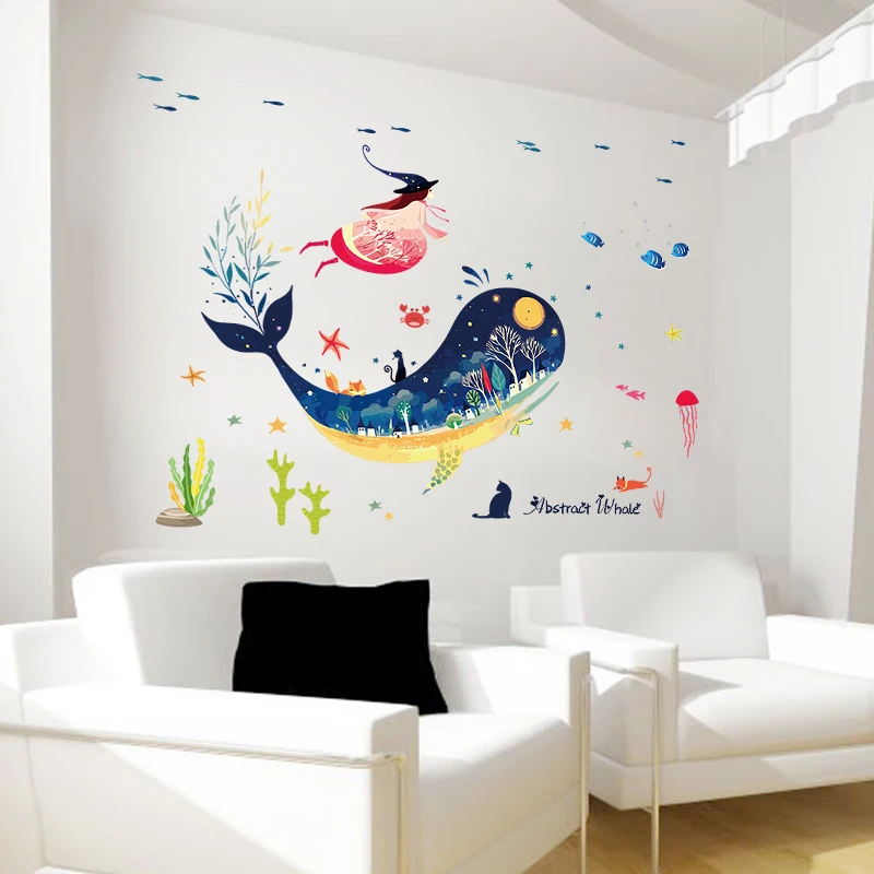 [Fundecoration] настенные наклейки с изображением подводного Кита животных для детских