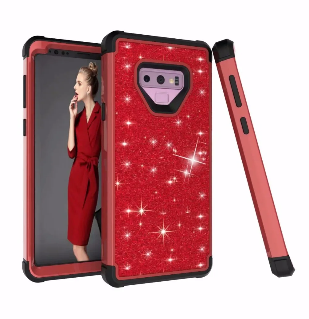 3 в 1 Блестящий гибридный защитный чехол для samsung Galaxy S10 S9 S9 Plus 360 Полный чехол из ПК и силикона для samsung Note 9 противоударный чехол
