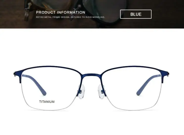 Blue Супер легкие очки Wideth титановые металлические очки Рамка мужской костюм считывающий оптический рецепт очки большие размеры очки - Цвет оправы: Blue
