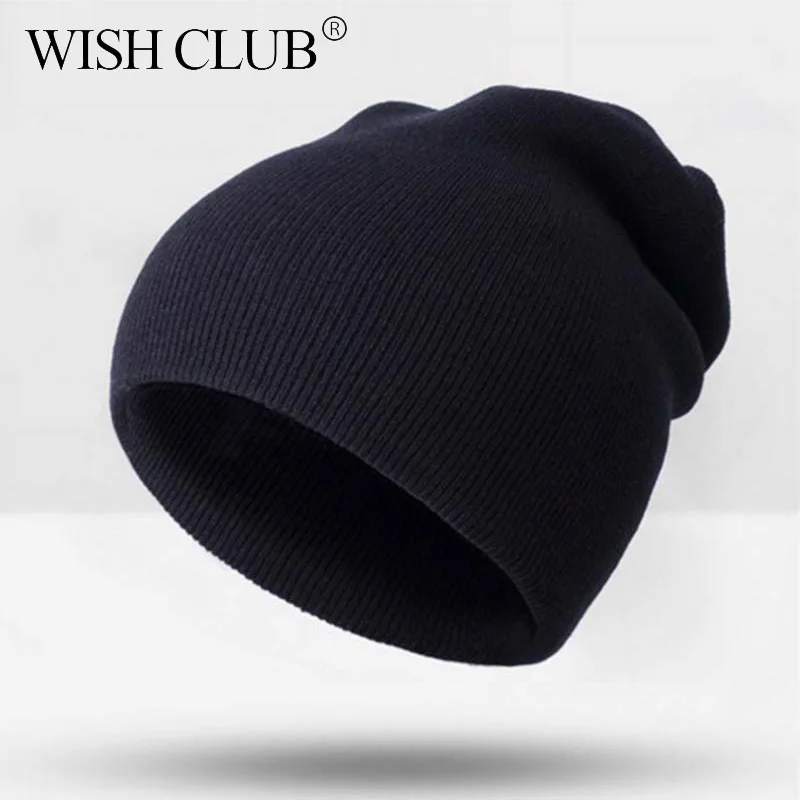 WISH CLUB, модные зимние шляпы для женщин, вязаная одноцветная шапка, унисекс, Skullies Beanies, Повседневная Хлопковая женская шапка, женская зимняя шапка