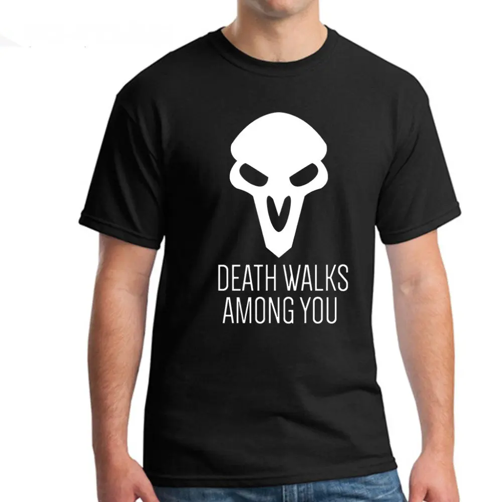 Мужская мода Лето Футболки Мода Смерть Жнец Шагающая Среди Вас Печатных 100% 180 г