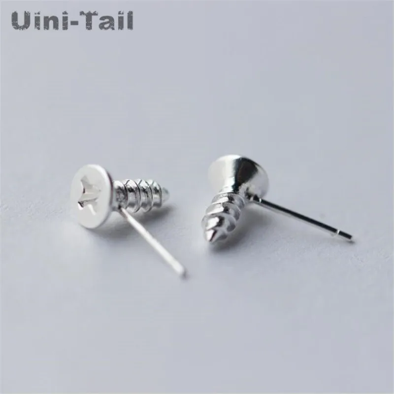 

Uini-Tail hot new 925 sterling silver screw stud earrings Korean fashion tide flow imitation tool earrings hypoallergenic GN453