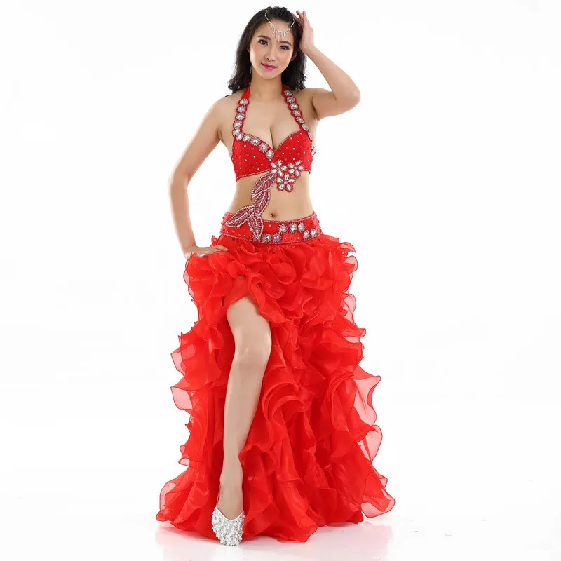 

New Style Belly Dance Costume 34c/75c 3pcs Bra&Belt&Skirt Sexy Dancing women dance clothes Set bellydance wear 870#
