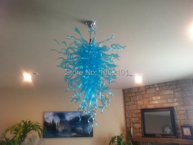 

Free Shipping AC LED Sky Blue Blown Glass Pendant Lighting