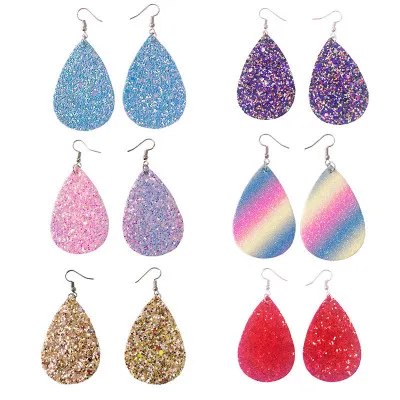 Серьги из кожи в форме листика для женщин Разноцветные серьги капельки богемном