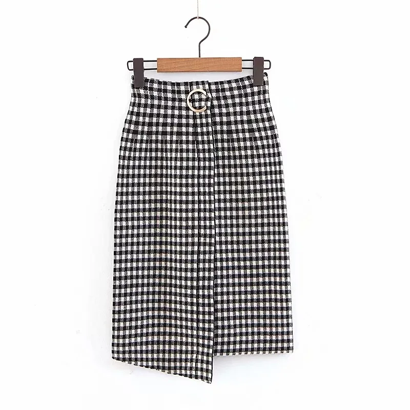 Hot sale Z0912T8 temperament of Europe and the United States fall 2018 new grid knitted skirts # 6021 | Женская одежда