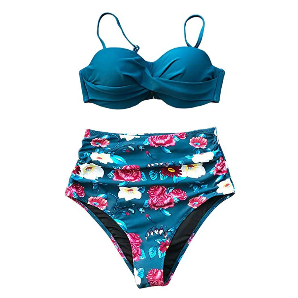 Женский купальный костюм двойка L30509 Леопардовый плиссированный купальник